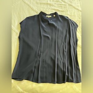 Vince Navy Blue Sleeveless Asymmetrical Blouse